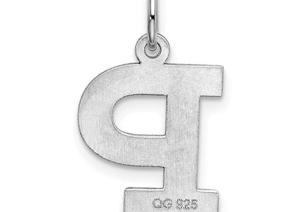 Sterling Silver Rhodium-plated Block Letter P Initial Charm