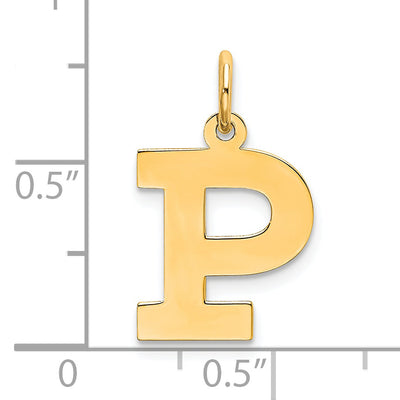 Sterling Silver Gold-Plated Block Letter P Initial Charm
