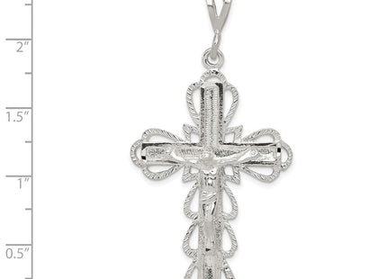 Sterling Silver Diamond-Cut Crucifix Pendant (Style QC510)