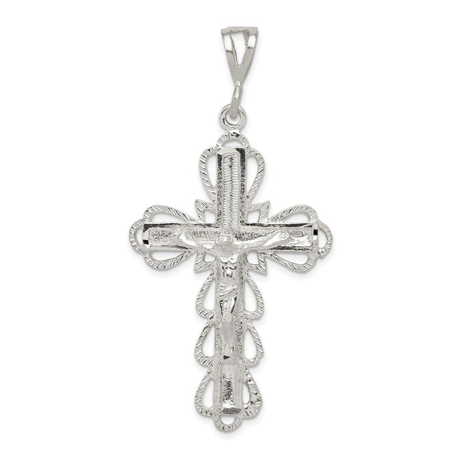 Sterling Silver Diamond-Cut Crucifix Pendant, 61 x 30mm