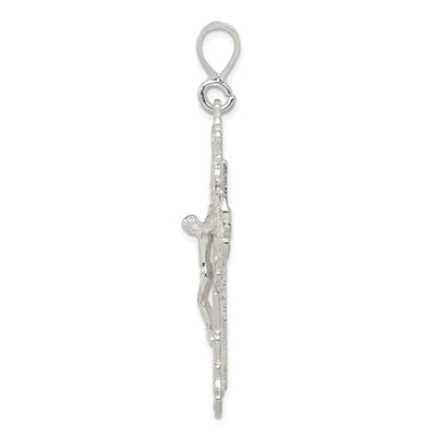 Sterling Silver Diamond-Cut Crucifix Pendant, 60 x 31mm