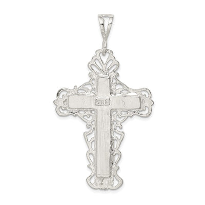 Sterling Silver Diamond-Cut Crucifix Pendant, 60 x 31mm