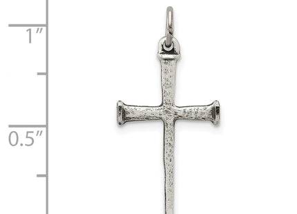 Sterling Silver Antiqued Nail Cross Pendant