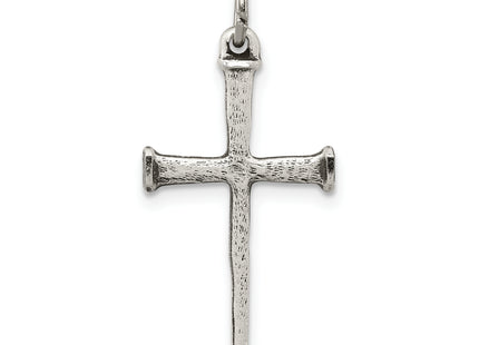 Sterling Silver Antiqued Nail Cross Pendant