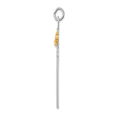 Sterling Silver Platinum-plated & 18K Gold-plated Cross Pendant, 44 x 24mm