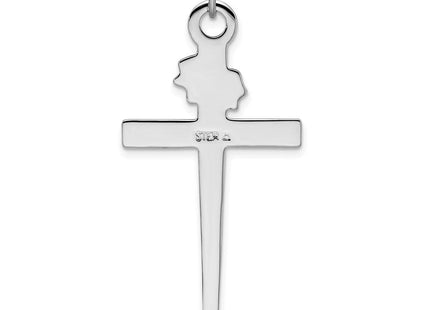 Sterling Silver Platinum-plated & 18k Gold-plated Cross Pendant (Style QC5240)