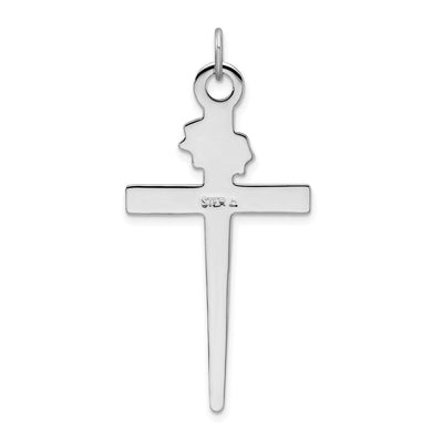 Sterling Silver Platinum-plated & 18K Gold-plated Cross Pendant, 44 x 24mm