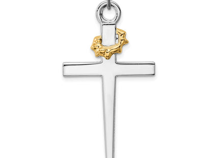 Sterling Silver Platinum-plated & 18k Gold-plated Cross Pendant (Style QC5240)
