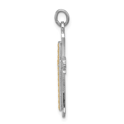 Sterling Silver Platinum-plated & Gold-plated Cross Pendant, 27 x 18mm