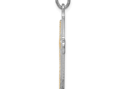 Sterling Silver Platinum-plated & Gold-plated Cross Pendant (Style QC5255)