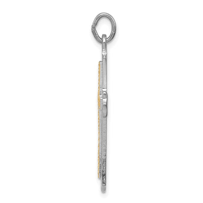 Sterling Silver Platinum-plated & Gold-plated Cross Pendant, 32 x 20mm