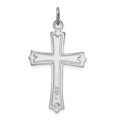 Sterling Silver Platinum-plated & Gold-plated Cross Pendant, 32 x 20mm