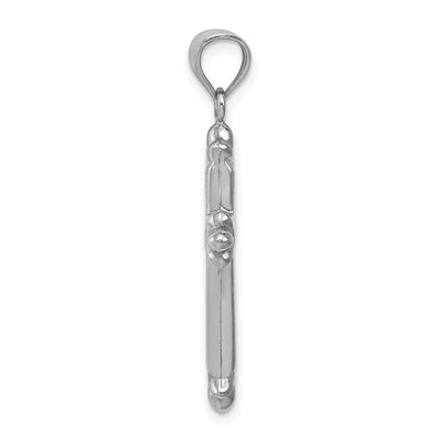 Sterling Silver Rhodium-plated Fleur-de-lis Cross Pendant, 33 x 19mm
