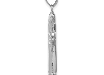 Sterling Silver Rhodium-plated Fleur-de-lis Cross Pendant (Style QC5257)