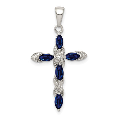 Sterling silver diamond cross pendant