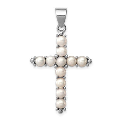 Sterling silver pearl cross pendant