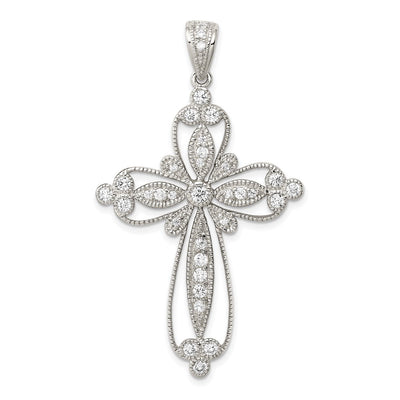 Sterling silver cubic zirconia cross pendant