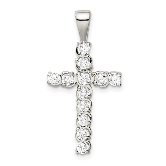 Sterling silver cubic zirconia cross pendant