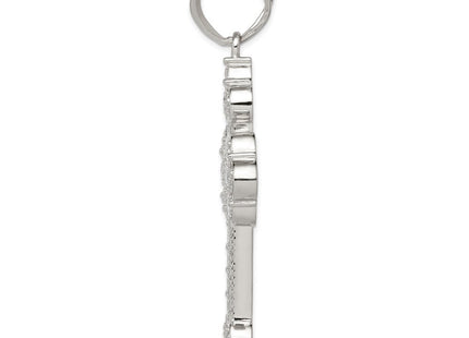 Sterling Silver Rhodium-plated CZ Budded Cross Pendant (Style QC5329)