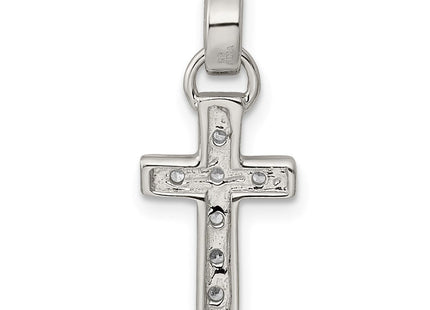 Sterling Silver Rhodium-plated CZ Latin Cross Pendant (Style QC5336)