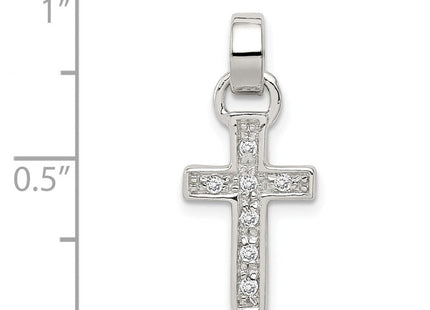 Sterling Silver Rhodium-plated CZ Latin Cross Pendant (Style QC5336)