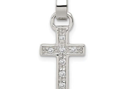 Sterling Silver Rhodium-plated CZ Latin Cross Pendant (Style QC5336)
