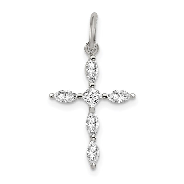 Sterling silver cubic zirconia cross charm