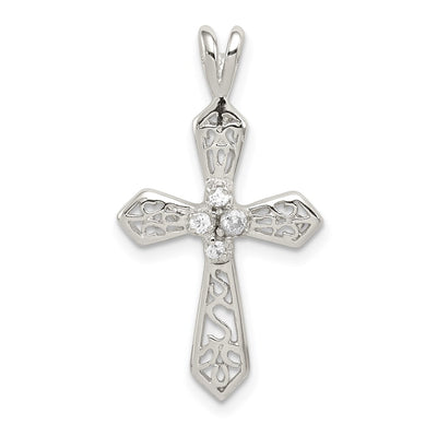Sterling silver cubic zirconia cross pendant