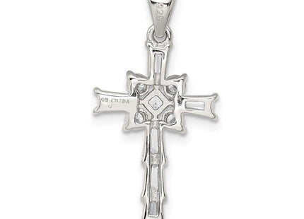 Sterling silver cubic zirconia cross pendant, further view