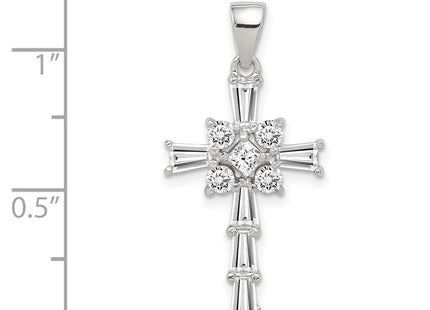 Sterling silver cubic zirconia cross pendant, another view