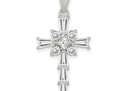 Sterling silver cubic zirconia cross pendant
