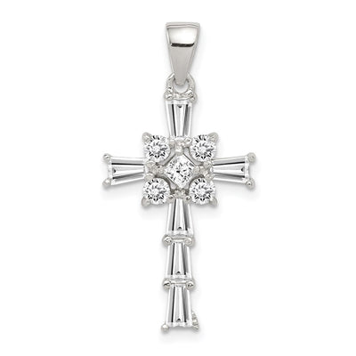 Sterling silver cubic zirconia cross pendant