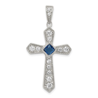 Sterling silver cubic zirconia cross pendant