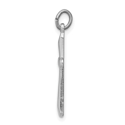 Sterling Silver Platinum-plated Cross Charm, 23 x 15mm