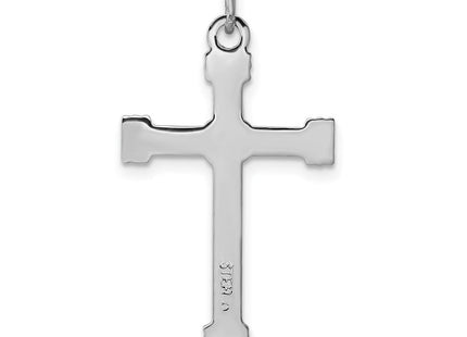 Sterling Silver Platinum-plated & 18k Gold-plated Rope Cross Pendant (Style QC5386)