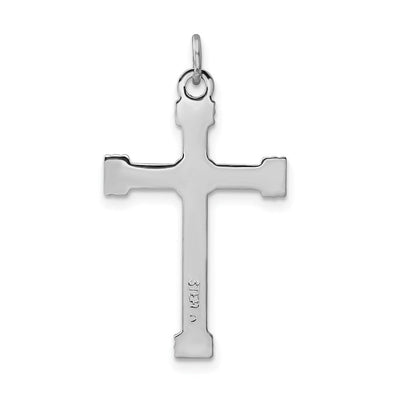 Sterling Silver Platinum-plated & 18K Gold-plated Rope Cross Pendant, 28 x 19mm