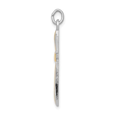 Sterling Silver Platinum-plated & 18K Gold-plated Cross Pendant, 29 x 17mm