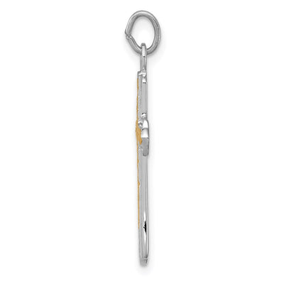 Sterling Silver Platinum-plated & 18K Gold-plated Cross Charm, 26 x 16mm