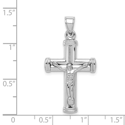 Sterling Silver Rhodium-plated Hollow Latin Crucifix Pendant, 33 x 18mm