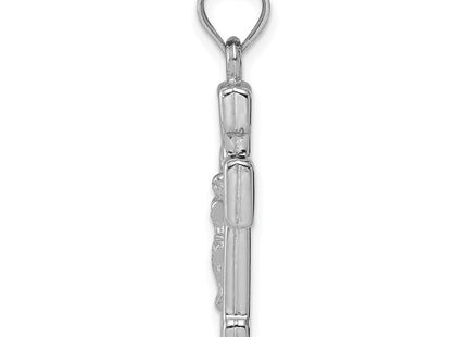 Sterling Silver Rhodium-plated Hollow Latin Crucifix Pendant (Style QC5405)