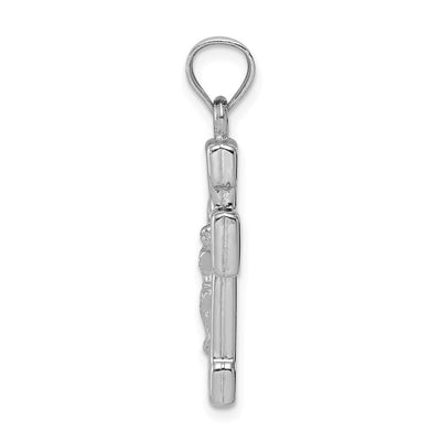 Sterling Silver Rhodium-plated Hollow Latin Crucifix Pendant, 29 x 15mm