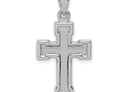Sterling Silver Rhodium-plated Hollow Latin Crucifix Pendant (Style QC5405)