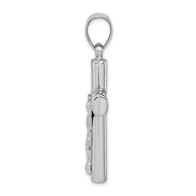 Sterling Silver Rhodium-plated Hollow Latin Crucifix Pendant, 45 x 24mm (5406)