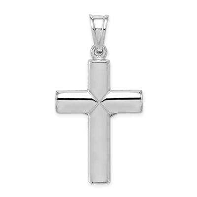 Sterling Silver Rhodium-plated Hollow Latin Crucifix Pendant, 45 x 24mm (5406)