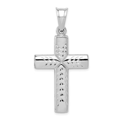 Sterling Silver Rhodium-plated Hollow Latin Crucifix Pendant, 45 x 24mm
