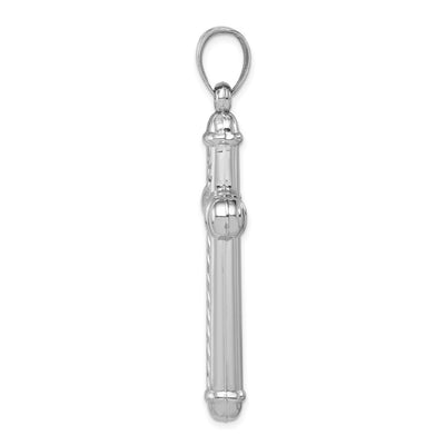 Sterling Silver Rhodium-plated Diamond -cut Reversible Cross Pendant, 51 x 32mm