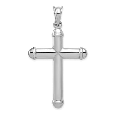 Sterling Silver Rhodium-plated Diamond -cut Reversible Cross Pendant, 51 x 32mm