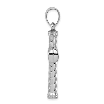 Sterling Silver Rhodium-plated Hollow Latin Cross Pendant, 46 x 25mm