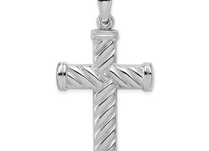 Sterling Silver Rhodium-plated Hollow Latin Cross Pendant (Style QC5418)