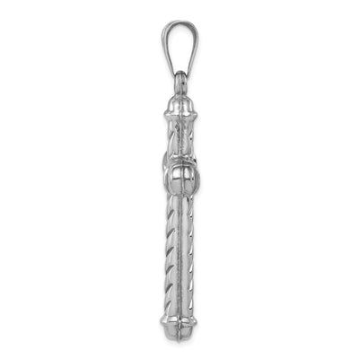 Sterling Silver Rhodium-plated Hollow Cross Pendant, 55 x 32mm